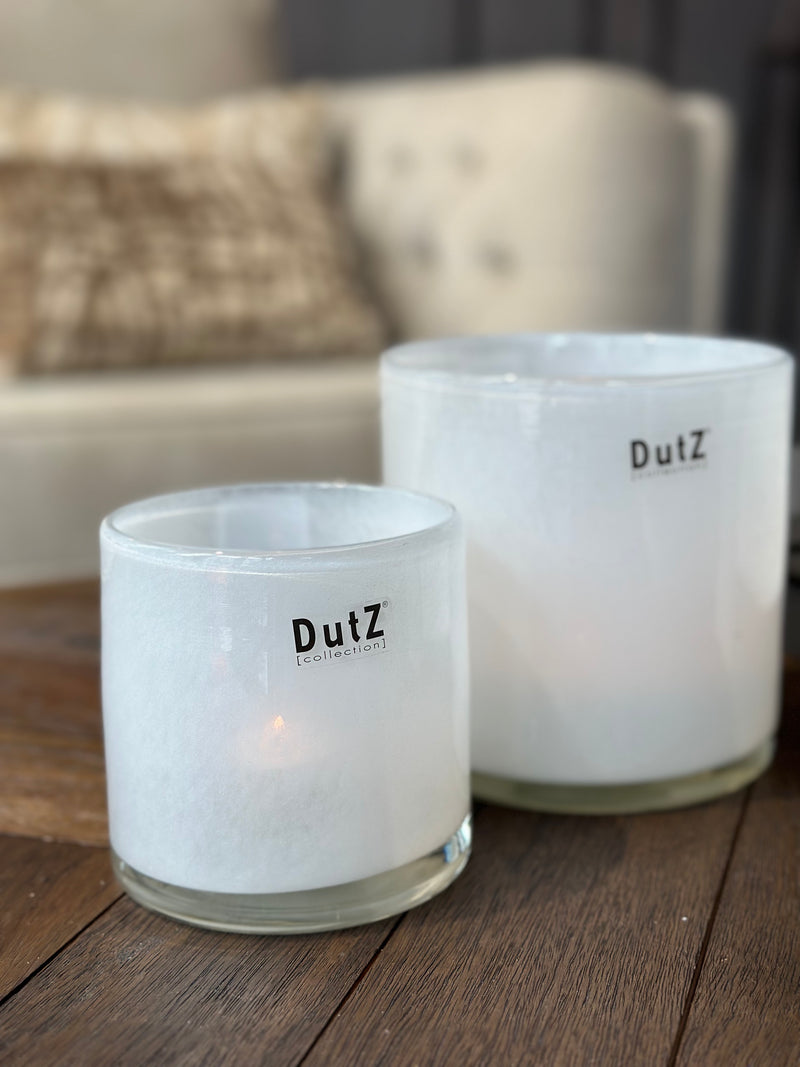 DutZ Collection cilindervaas/windlicht wit H14 x D14 cm