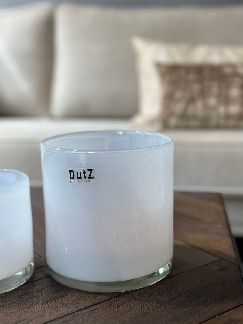 DutZ Collection cilindervaas/windlicht wit H14 x D14 cm