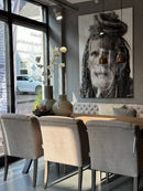 Eettafel Marja van rustiek teakhout met zwarte metalen kruispoten - 180x90 cm