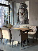 Eettafel Marja van rustiek teakhout met zwarte metalen kruispoten - 180x90 cm