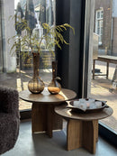 Set van 2 salontafels van rustiek teakhout - 70x50 cm en 60x42 cm