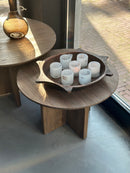 Set van 2 salontafels van rustiek teakhout - 70x50 cm en 60x42 cm