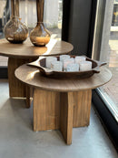 Set van 2 salontafels van rustiek teakhout - 70x50 cm en 60x42 cm