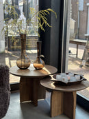 Set van 2 salontafels van rustiek teakhout - 70x50 cm en 60x42 cm