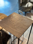 Zuil van zwart opengewerkt metaal met gouden blad - 120x35x35 cm