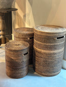 Bruine rotan mand met deksel - 30x40 cm