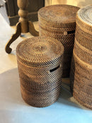 Bruine rotan mand met deksel - 30x40 cm