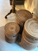 Bruine rotan mand met deksel - 30x40 cm