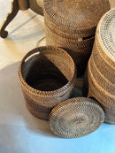 Bruine rotan mand met deksel - 30x40 cm