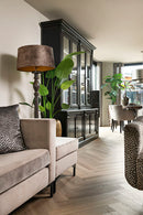 Hoekbank Anneloes in naturelkleurige velours stof - Hoeksofa + 4 zitsbank