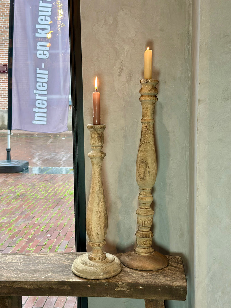 Kandelaar Annie van oud vergrijsd hout - 55 cm