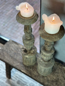 Kandelaar Clari van oud vergrijsd hout - 46 cm