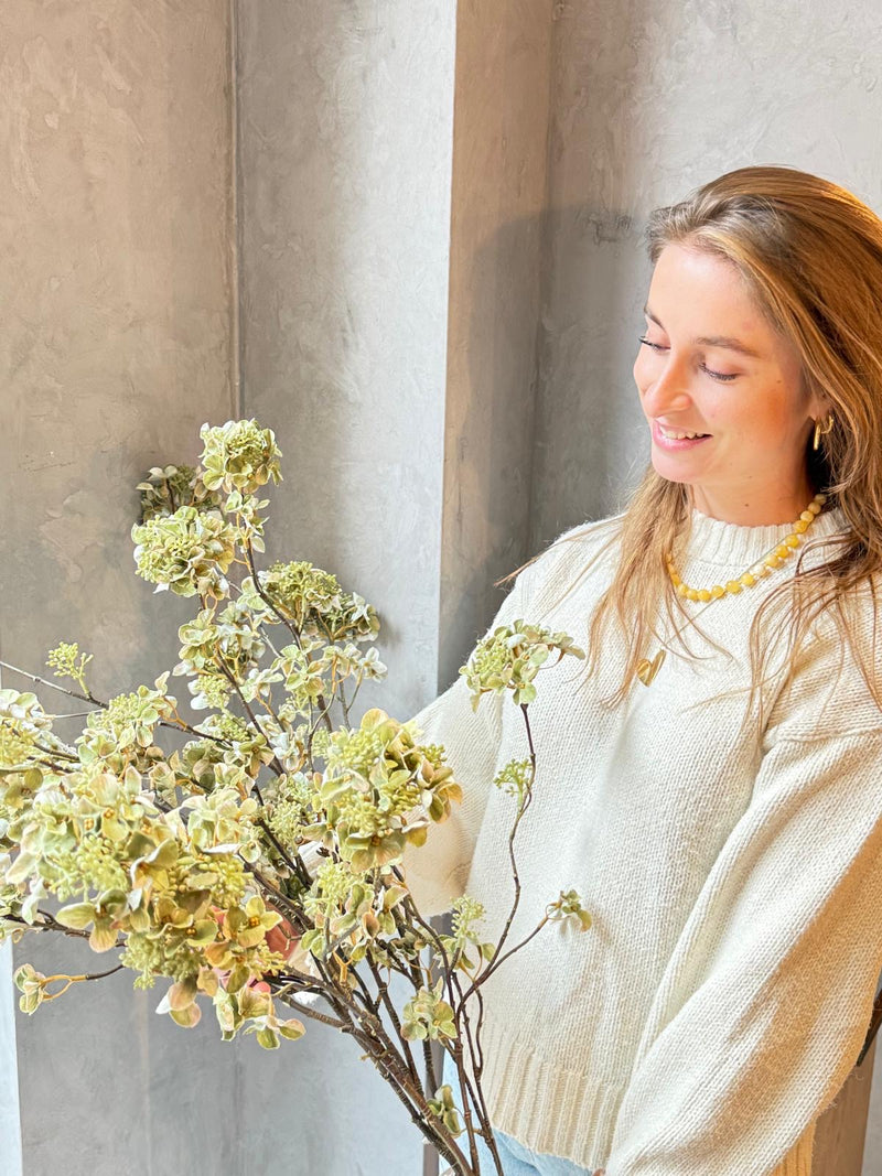 Kunsttak Groene Hortensia - 120 cm lang