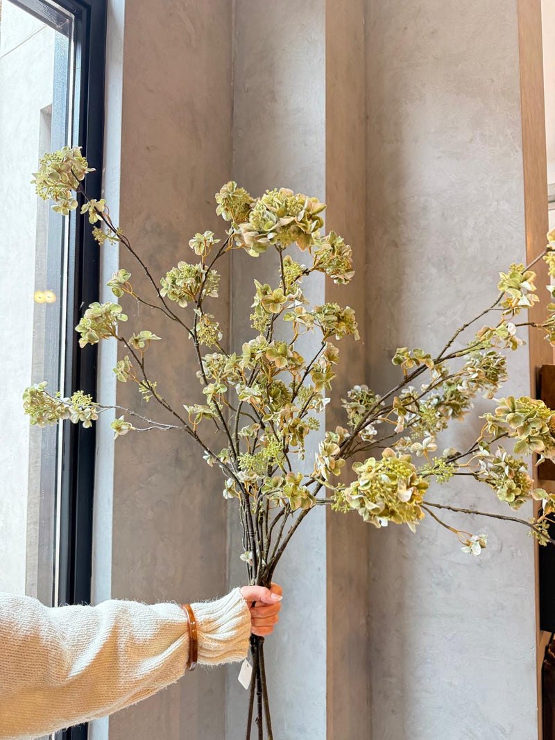 Kunsttak Groene Hortensia - 120 cm lang