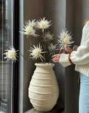 Witte terracotta vaas met ribbels - D30 x H44 cm