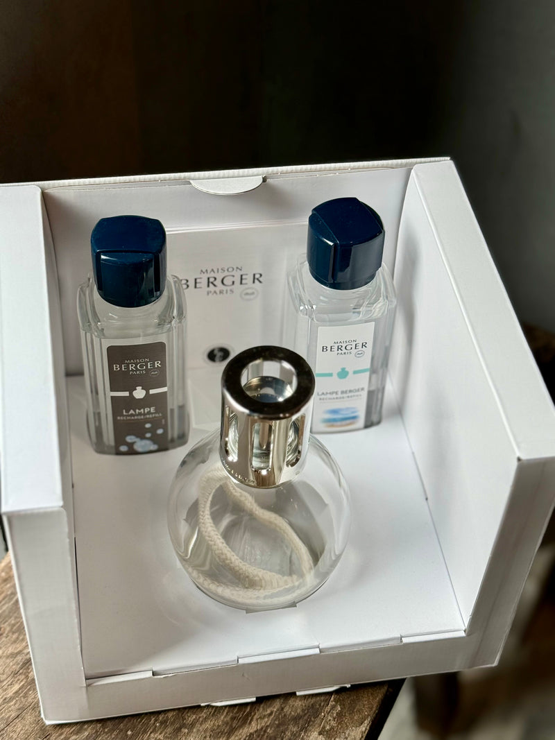 Lampe Berger geurbrander startset met ovale fles – giftset inclusief 2 x 250 ml parfum