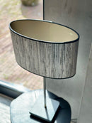 Lampenkap van zilverkleurig bamboe met zwarte bies - L18 x B35 x H20 cm