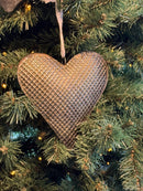 Metalen kersthanger hart met wafelpatroon - B16 x H17 cm