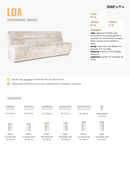 Eetkamerbank Loa in in grove beigekleurige stof met geblokte zitting - 250 cm