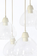 Hanglamp met 10 glazen bollen en beige plafondkap – 120x19 cm