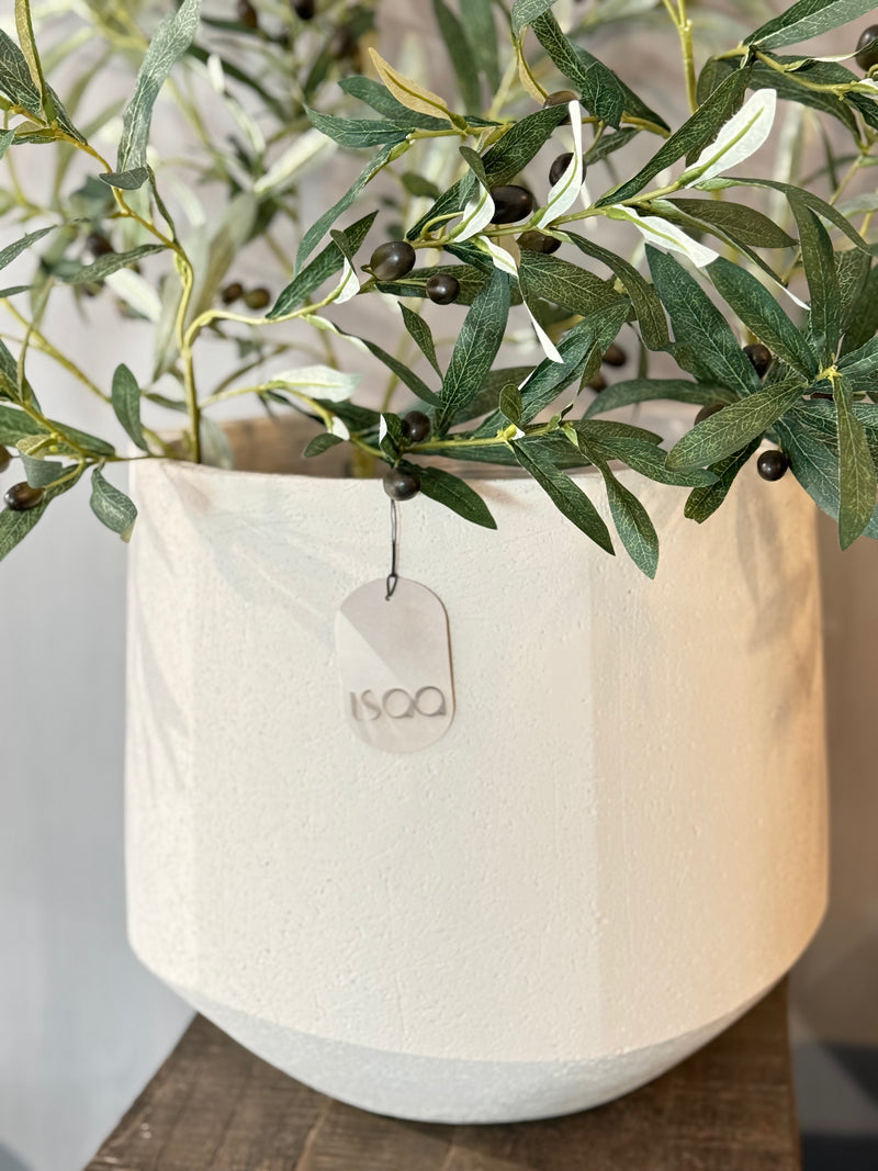 Vaas Chablis met hoekige vormen - taupe - D30 x D28 cm