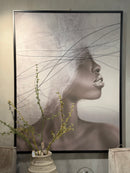 Wandkleed in zwart floating frame - Cloudy Thoughts - B110 x H145 cm