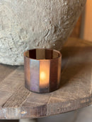 Windlicht Carved glass - Dark Brown - D9 x H9 cm