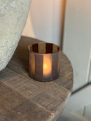 Windlicht Carved glass - Dark Brown - D9 x H9 cm
