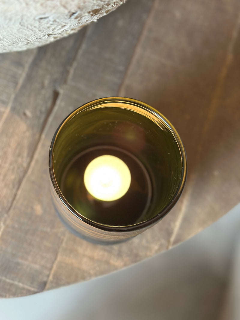 Windlicht Carved glass - Dark Green - H11 x D9 cm