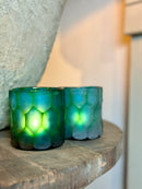 Windlicht Carved glass - Emerald Green - H9 x D9 cm