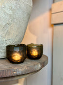 Windlicht Carved glass - Grey - D10 x H9 cm