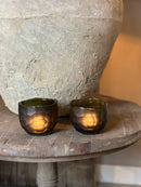 Windlicht Carved glass - Grey - D10 x H9 cm