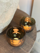 Windlicht Carved glass - Grey - D10 x H9 cm