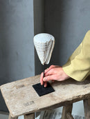 Witte schelp op statief - H27 cm