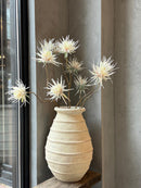 Witte terracotta vaas met ribbels - D30 x H44 cm