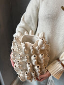 Witte visjes vaas Borja - H32 x D25 cm