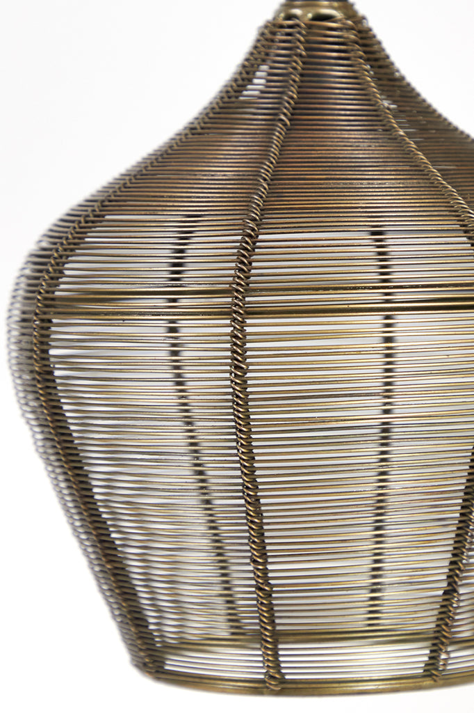 Hanglamp met 10 bollen van antiek brons draad - 120x25x29,5 cm