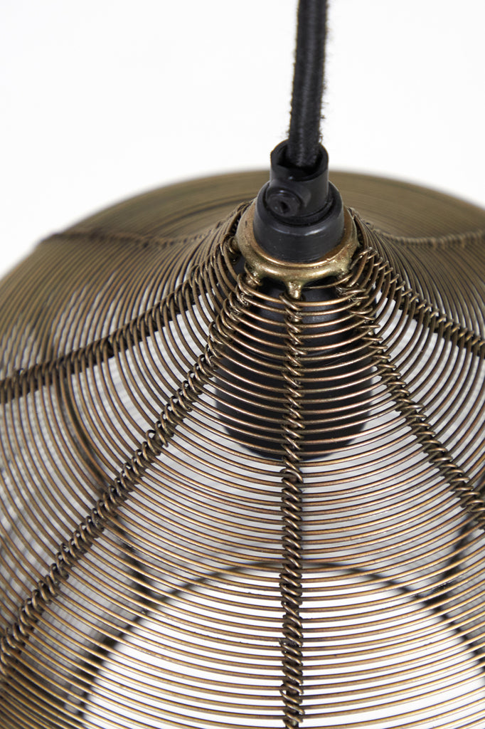 Hanglamp met 10 bollen van antiek brons draad - 120x25x29,5 cm