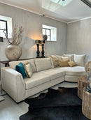 Bank Touch met rond eiland in naturelkleurige linnen-katoen stof - 2,5 zits met rond eiland 160 cm