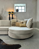 Bank Touch met rond eiland in naturelkleurige linnen-katoen stof - 2,5 zits met rond eiland 160 cm