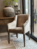 Eetkamerstoel Barcelona in champagnekleurige krokoprint stof