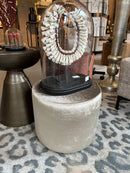 Hockertje in zilvergrijze velours stof - H33 x D40 cm