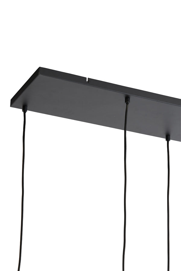 Hanglamp  met 5 bollen van gerookt glas met zwarte details - 110x22x32 cm