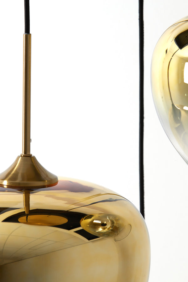 Hanglamp met 3 bollen van helder glas met metallic goud - 40x160 cm