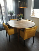 Eetkamerstoel Hill in okergeel velours met kroko print