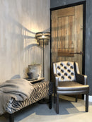 Eetkamerstoel Finn in glanzend bruin/grijs PU-leder