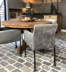 Eetkamerstoel Randy in grijs gemêleerde stof met wieltjes