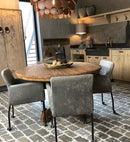 Eetkamerstoel Randy in grijs gemêleerde stof met wieltjes