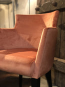Eetkamerstoel Soho in zalmroze/oranje velours stof