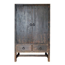 Zwarte, dichte kast met 2 deuren en 2 lades